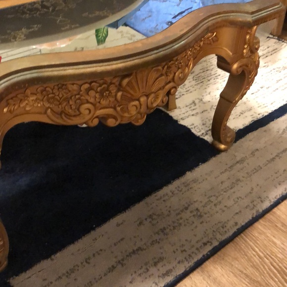 Vintage Italian Rococo Rectangle Mirrored Gold Accent Table 16 x 24 Plant Stand - Picture 9 of 13